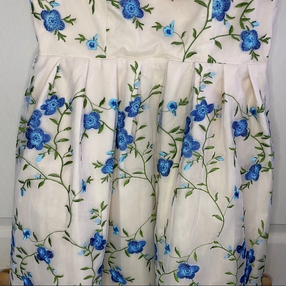 Chi Chi London NWT Cream Blue Floral Spring Dress